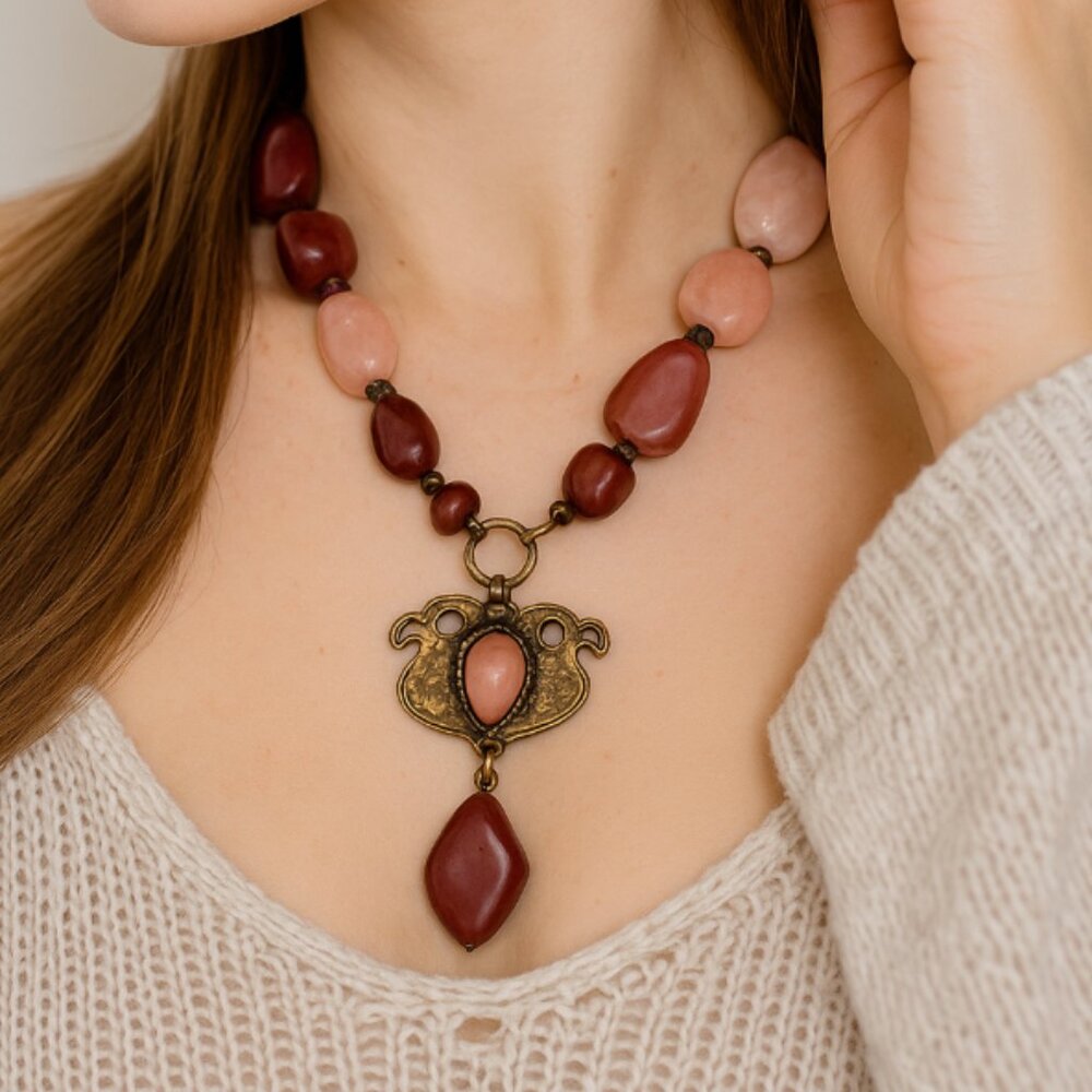 Dominique Denaive Resin Stone Necklace with Pendant